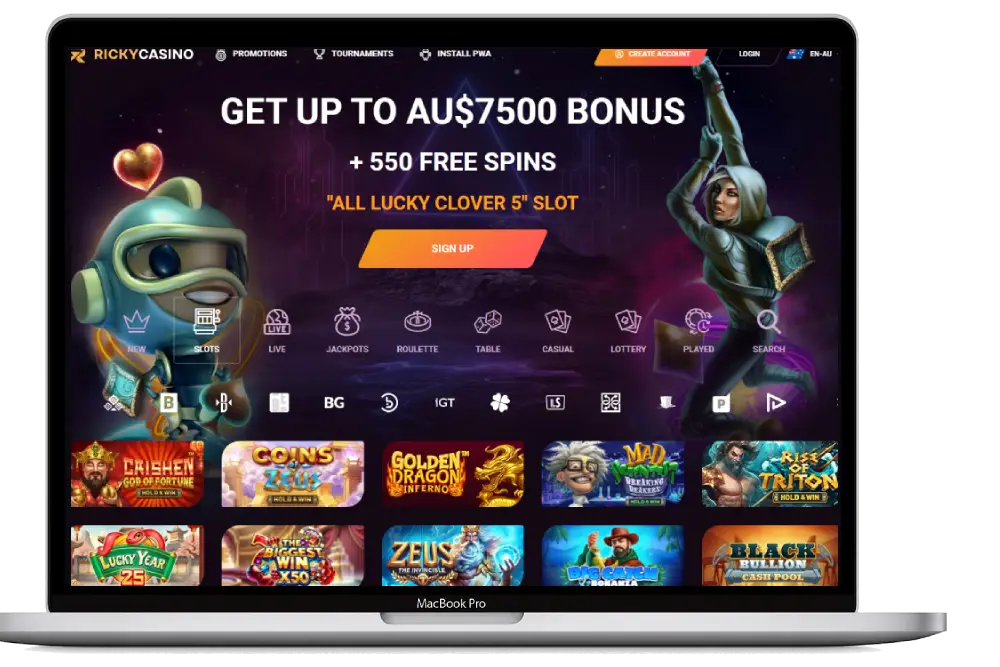 Ricky Casino Interface for Australian Players