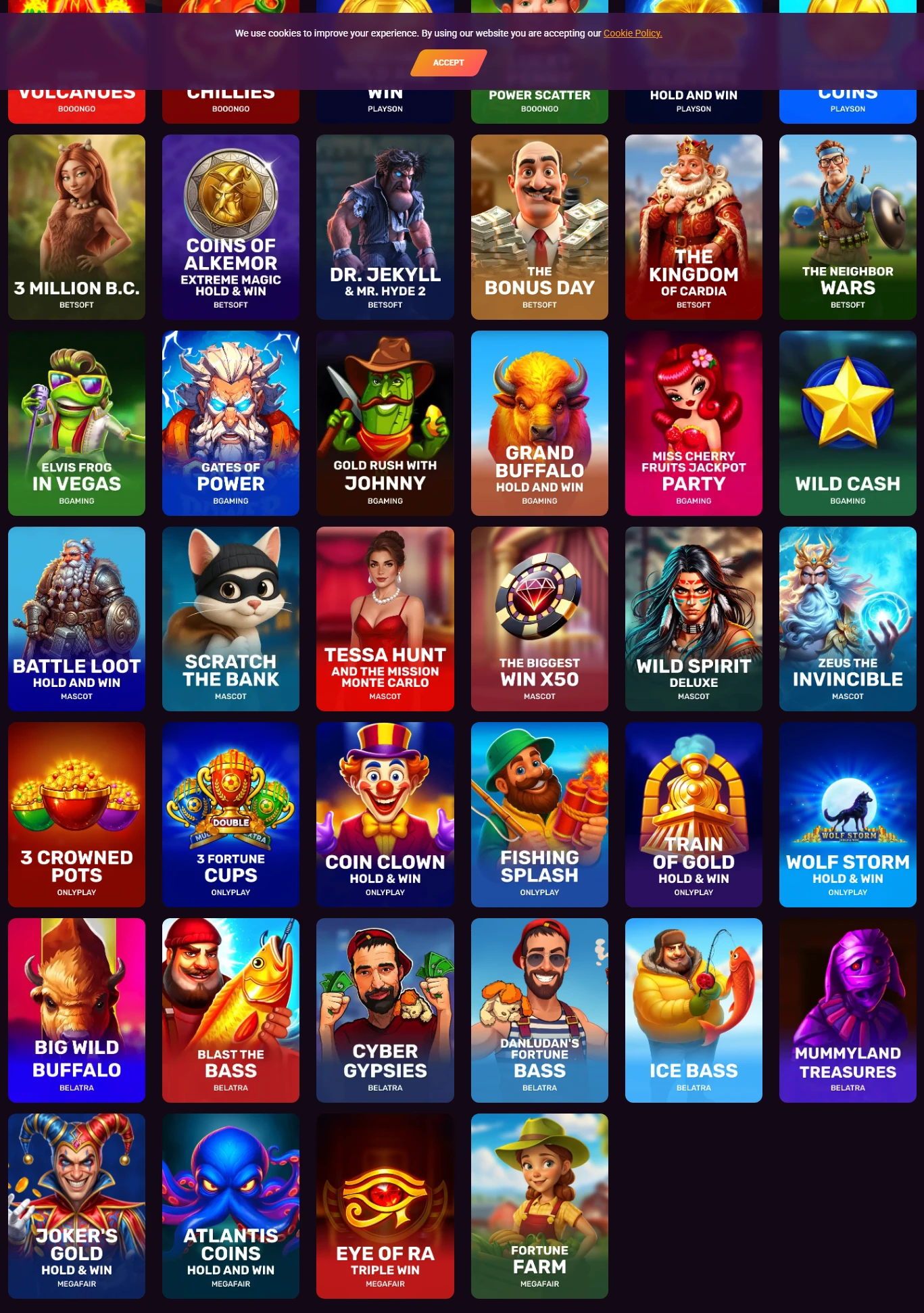 RickyCasino slot games grid